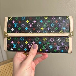 Louis Vuitton Black Wallet with Multicolor Monogram